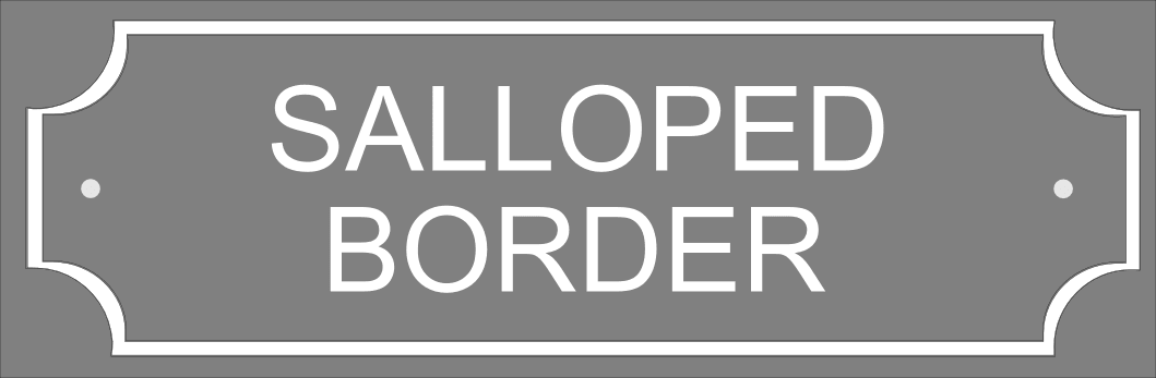An artwork example of a scalloped border showing how it would look if engraved on a sign. Supplied free by County House Signs