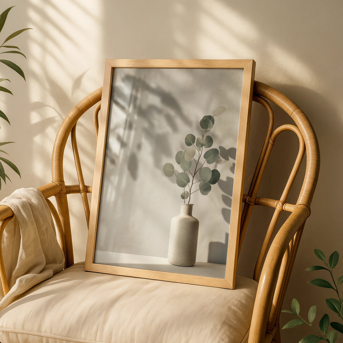 Eucalyptus Botanical Poster, Minimalist Neutral Vase Wall Art, Sage Green Leaf Home Decor - COUNTY HOUSE SIGNS