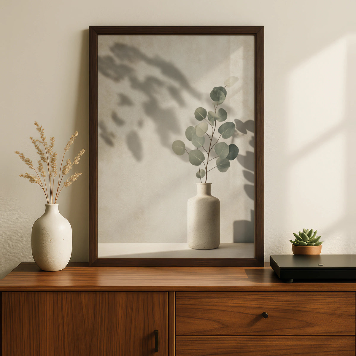 Eucalyptus Botanical Poster, Minimalist Neutral Vase Wall Art, Sage Green Leaf Home Decor - COUNTY HOUSE SIGNS