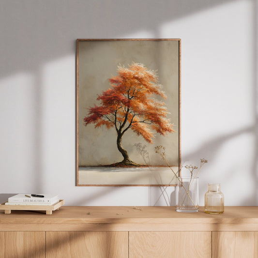 Japanese Maple Tree Poster, Autumn Foliage Wall Art, Burnt Orange Nature Decor - COUNTY HOUSE SIGNS
