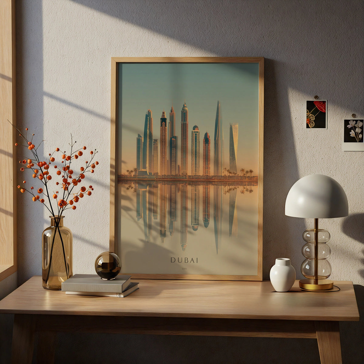 Dubai Skyline Poster, Minimalist Travel Wall Art, UAE City Print, Modern Decor