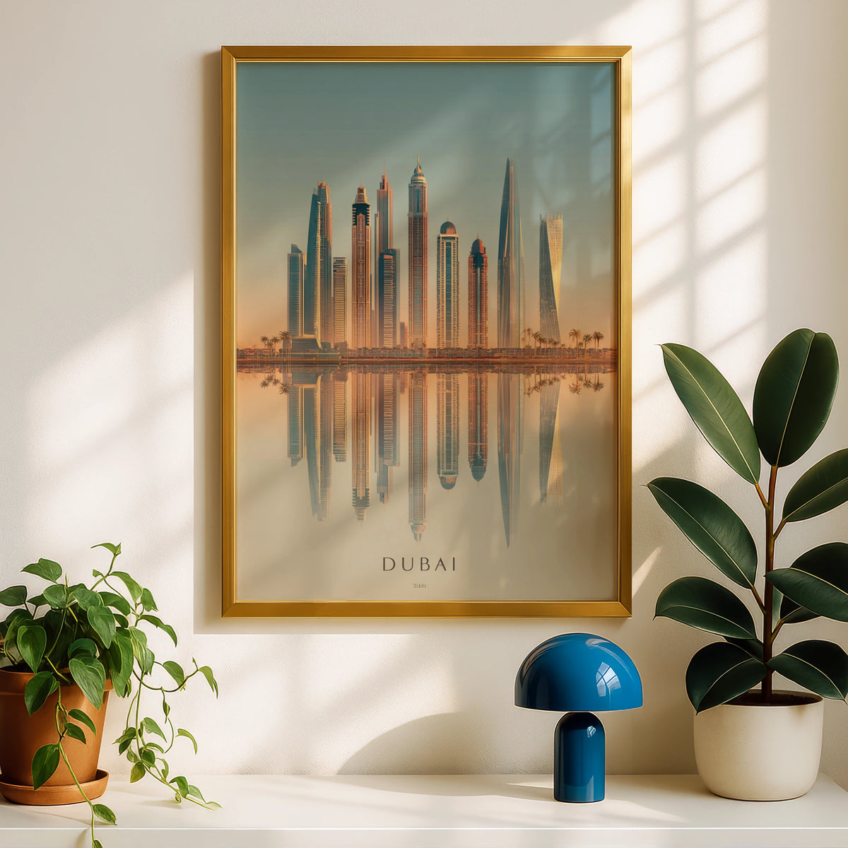 Dubai Skyline Poster, Minimalist Travel Wall Art, UAE City Print, Modern Decor