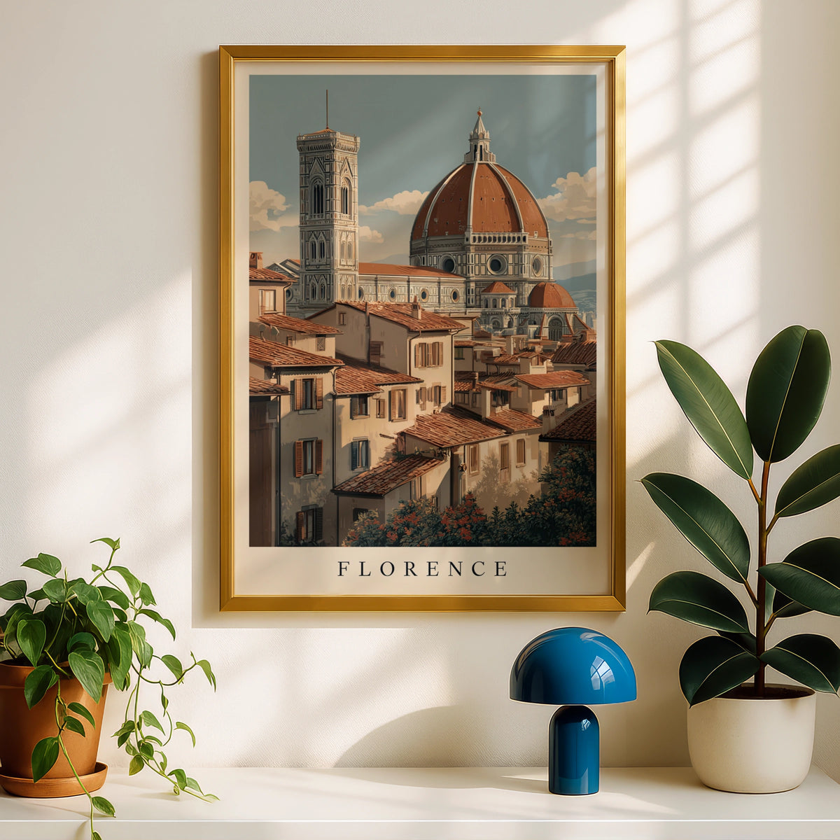Florence Italy Poster, Duomo Cathedral Minimalist Wall Art, Tuscany Travel Poster