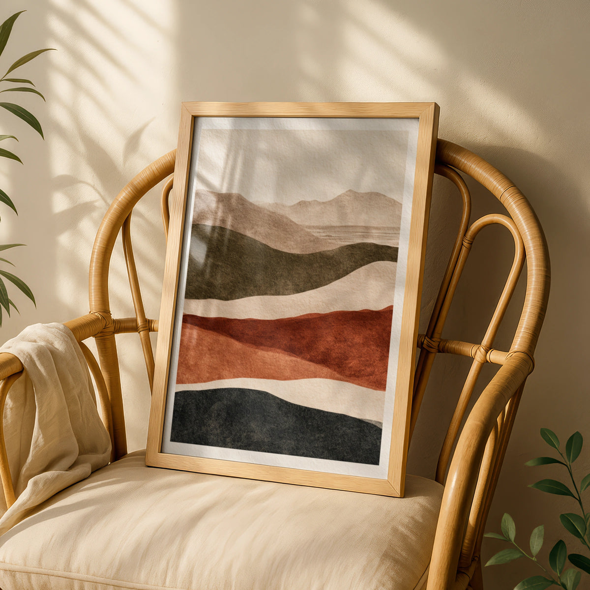 Abstract Landscape Poster, Rolling Hills Wall Art, Earthy Tones Minimalist Nature Poster