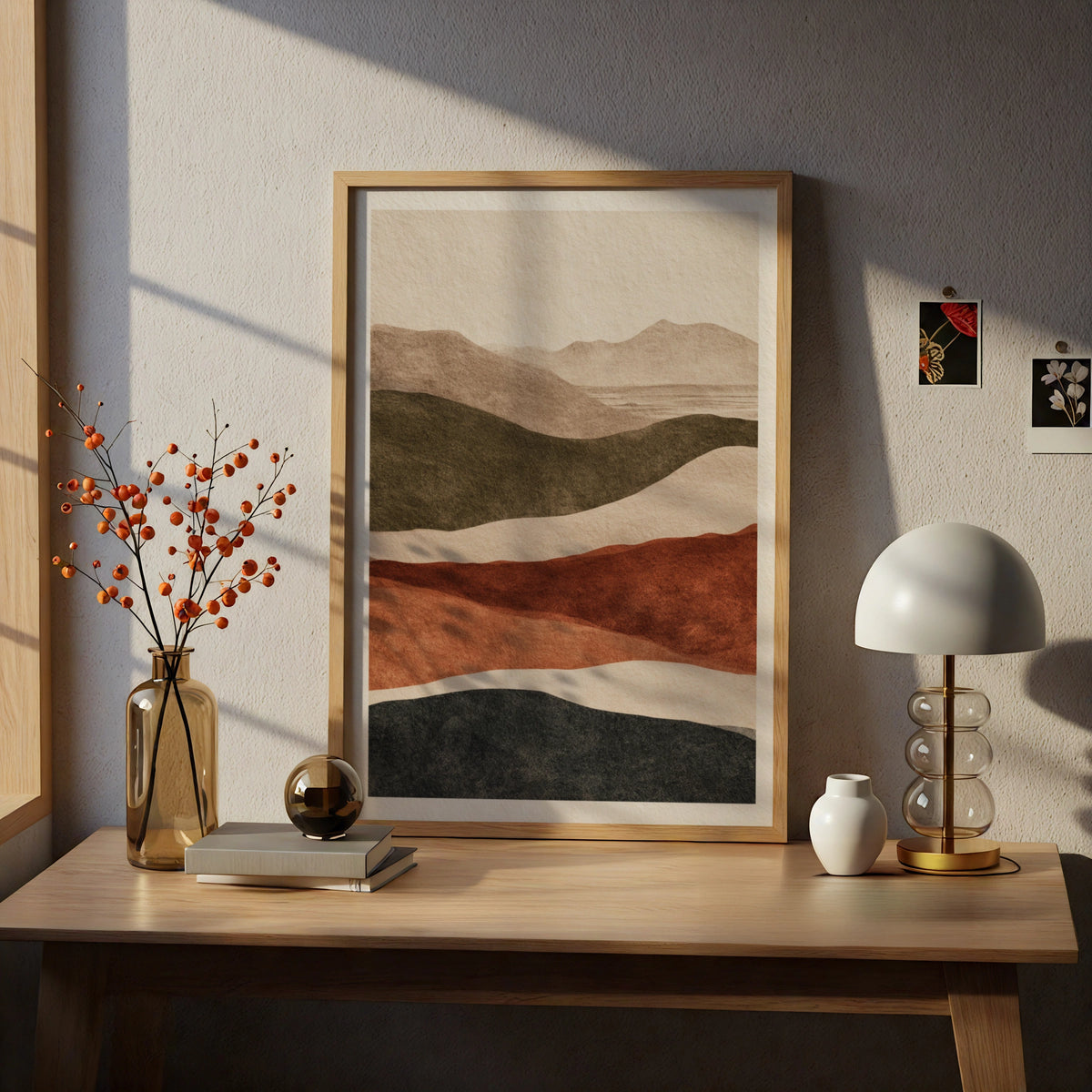 Abstract Landscape Poster, Rolling Hills Wall Art, Earthy Tones Minimalist Nature Poster