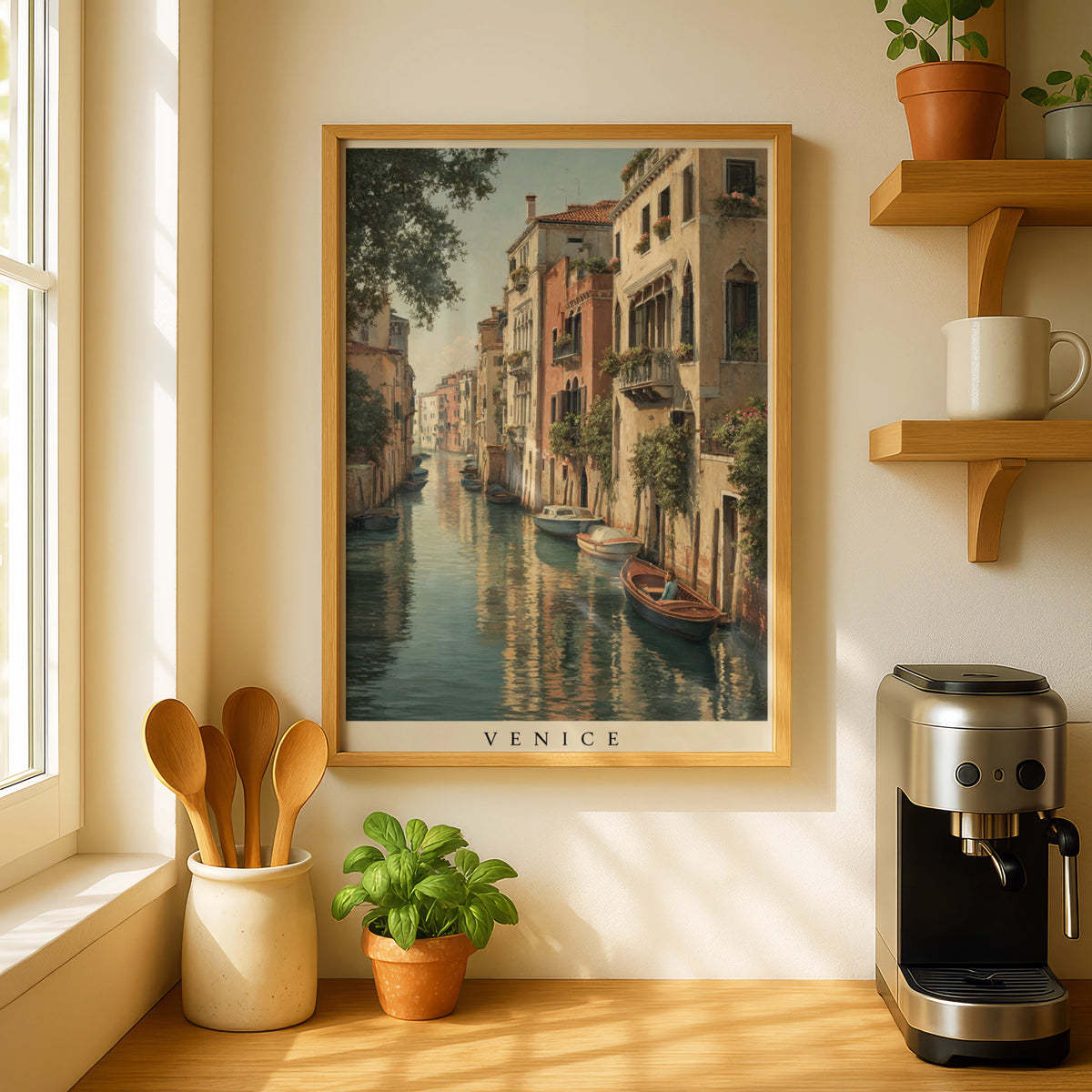 Venice Canal Poster, Italy Travel Wall Art, Fine Art Minimalist Italian Print