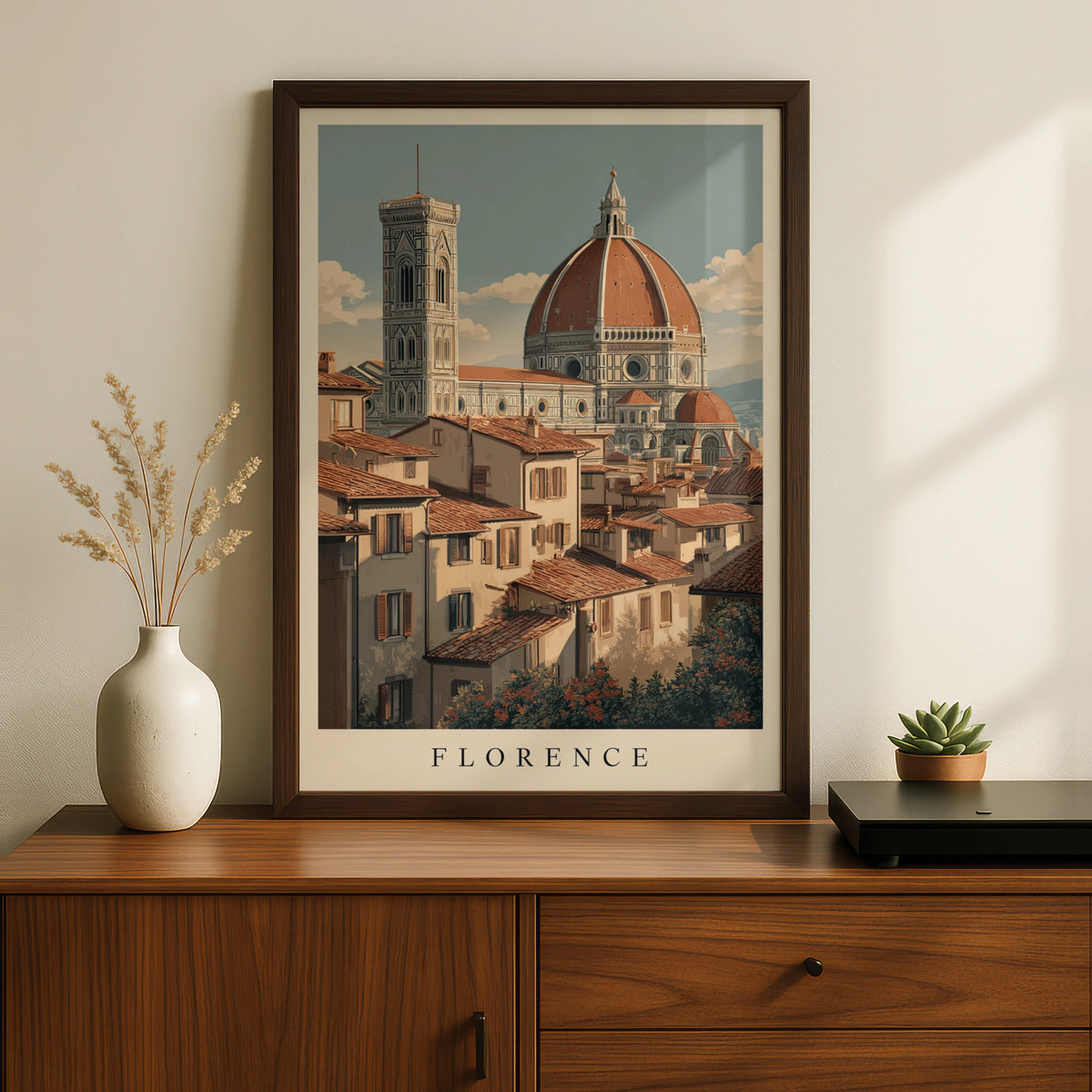 Florence Italy Poster, Duomo Cathedral Minimalist Wall Art, Tuscany Travel Poster