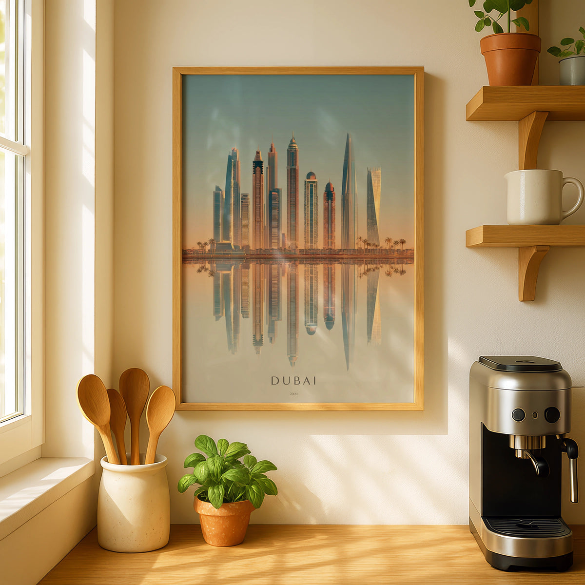 Dubai Skyline Poster, Minimalist Travel Wall Art, UAE City Print, Modern Decor
