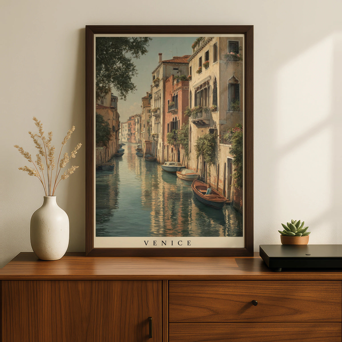 Venice Canal Poster, Italy Travel Wall Art, Fine Art Minimalist Italian Print