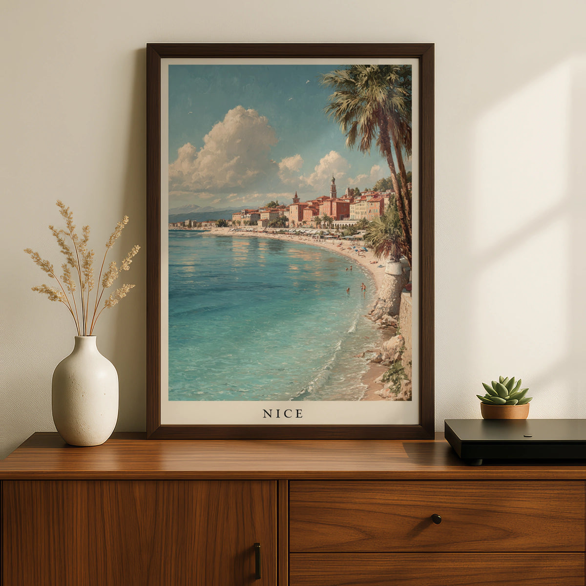 Nice France Poster, French Riviera Wall Art, Cote d'Azur Beach, Minimalist Travel Decor