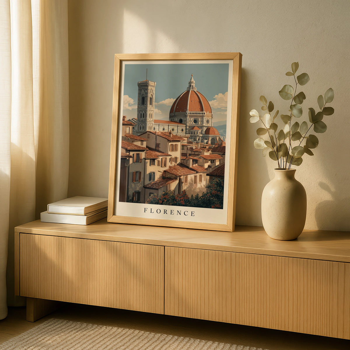 Florence Italy Poster, Duomo Cathedral Minimalist Wall Art, Tuscany Travel Poster