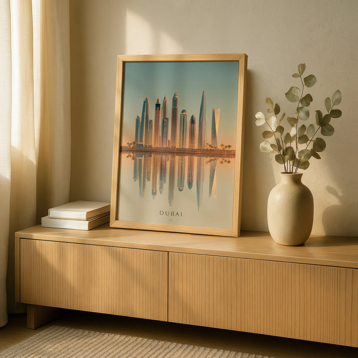 Dubai Skyline Poster, Minimalist Travel Wall Art, UAE City Print, Modern Decor