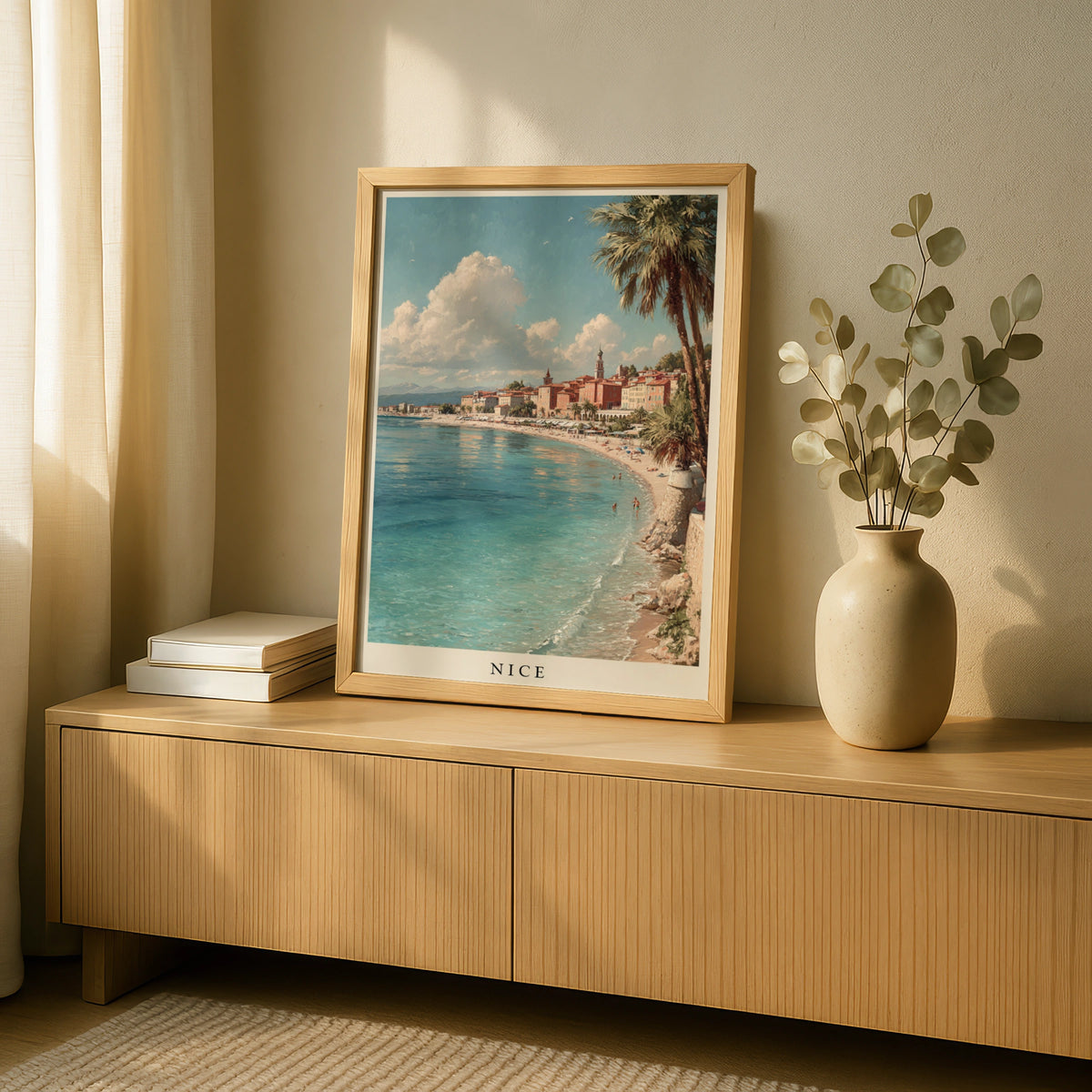 Nice France Poster, French Riviera Wall Art, Cote d'Azur Beach, Minimalist Travel Decor