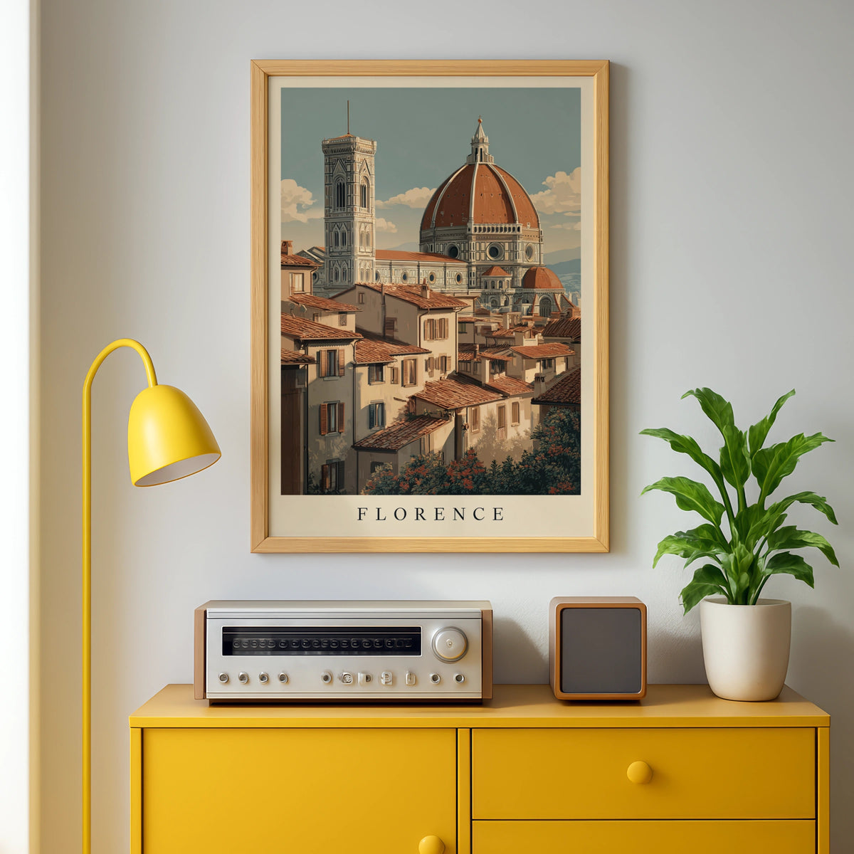 Florence Italy Poster, Duomo Cathedral Minimalist Wall Art, Tuscany Travel Poster