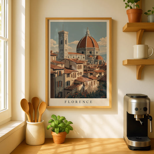 Florence Italy Poster, Duomo Cathedral Minimalist Wall Art, Tuscany Travel Poster