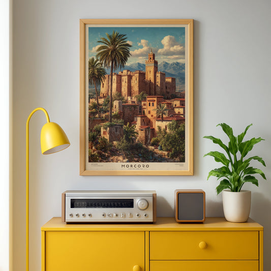 Morocco Travel Poster, Vintage Kasbah Wall Art, North Africa Medina, Moroccan Decor