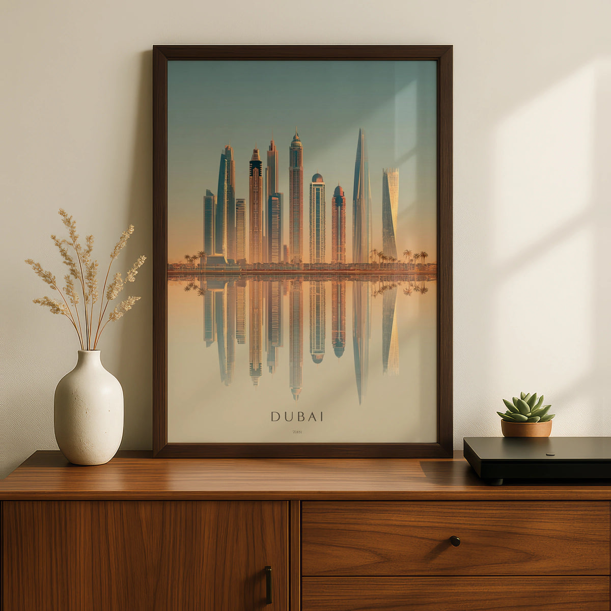 Dubai Skyline Poster, Minimalist Travel Wall Art, UAE City Print, Modern Decor