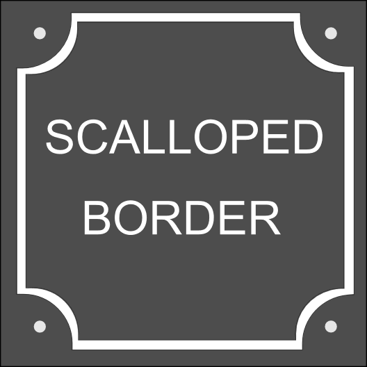 An artwork example of a scalloped border showing how it would look if engraved on a sign.