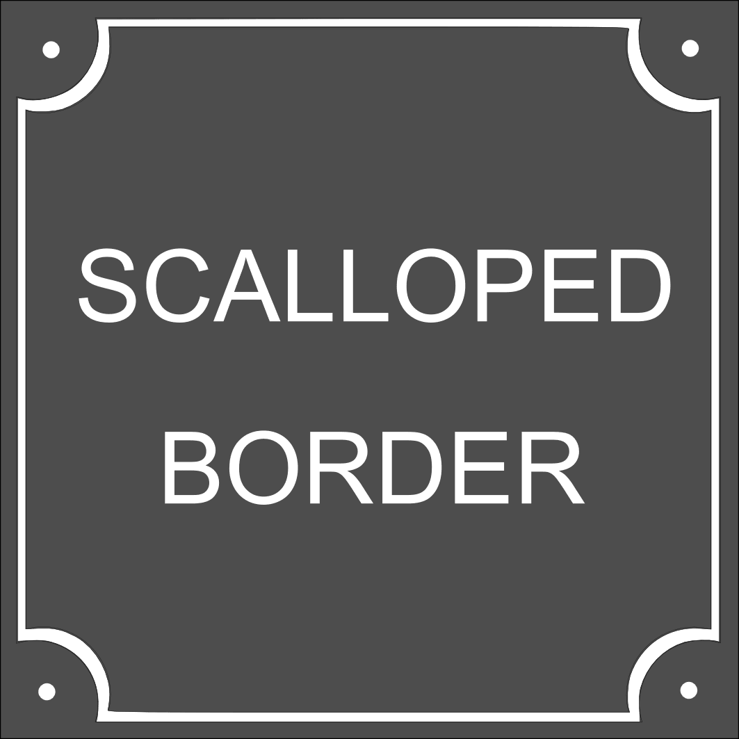 An artwork example of a scalloped border showing how it would look if engraved on a sign.