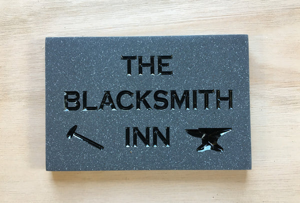 House sign-Engrave Stone like Corian house sign - Custom Made - 200mm x150mm x 12mm - Personalisd - COUNTY HOUSE SIGNS