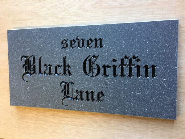 House sign-Engrave Stone like Corian house sign - Custom Made -300mm x150mm x 12mm - Personalisd - COUNTY HOUSE SIGNS