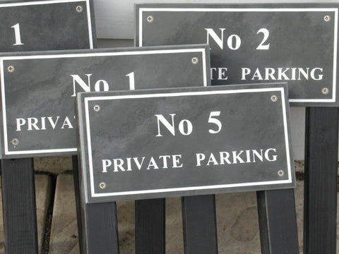(W)300mm x (H)150mm (12"x 6")- Slate Sign using Times New Roman font bold -Free artwork-Free delivery-Free plugs & screws (Excludes cost of posts) - COUNTY HOUSE SIGNS