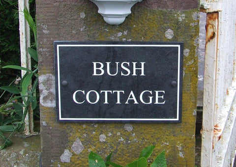 (W)400mm x (H)300mm (16"x 12")- Slate Sign using Times New Roman font - Free artwork-Free delivery-Free plugs & screws (Excludes cost of posts) - COUNTY HOUSE SIGNS